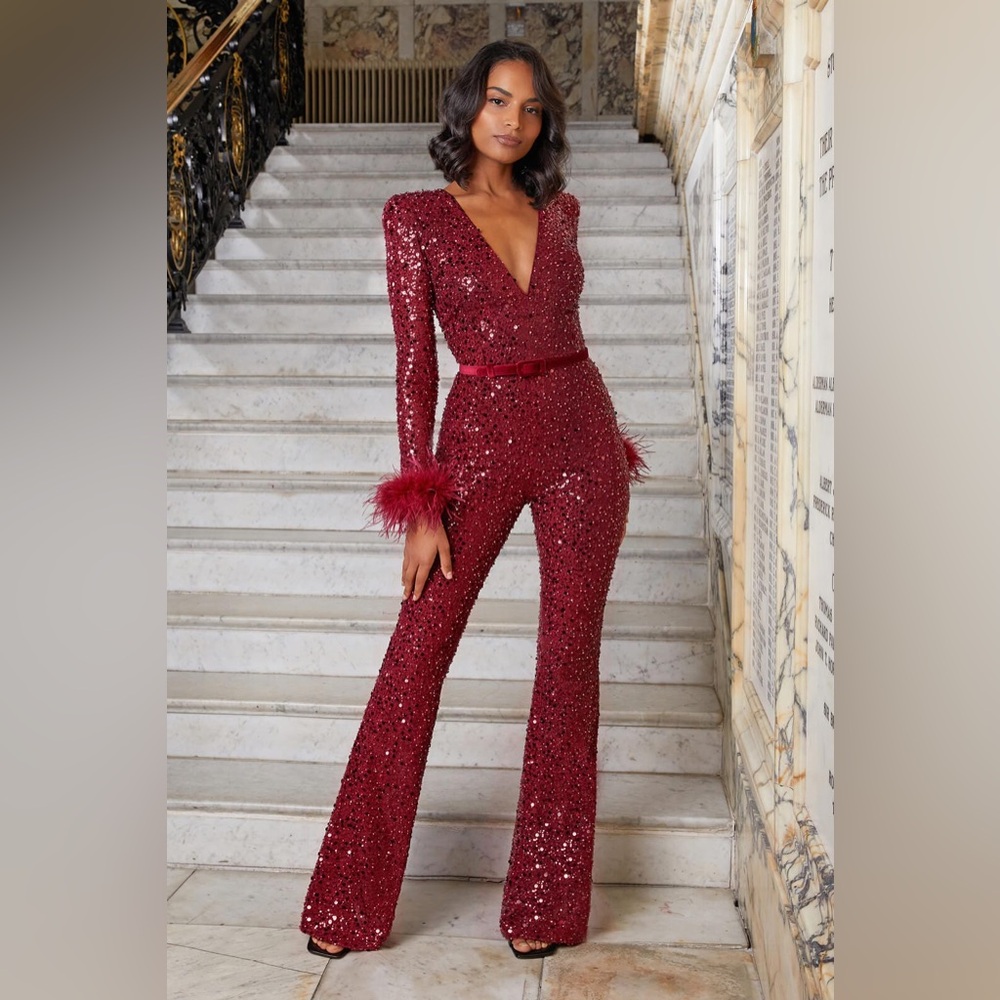 Nadine Mehrabi Burgundy Jumpsuit
